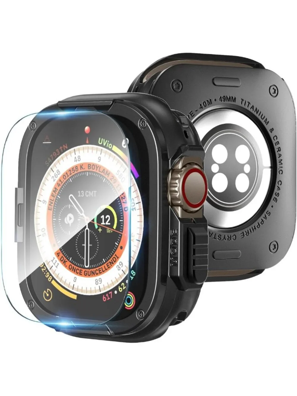 Rugged Titanium Case for Apple Watch Ultra 49mm, Lightweight 2-in-1 Metal Cover